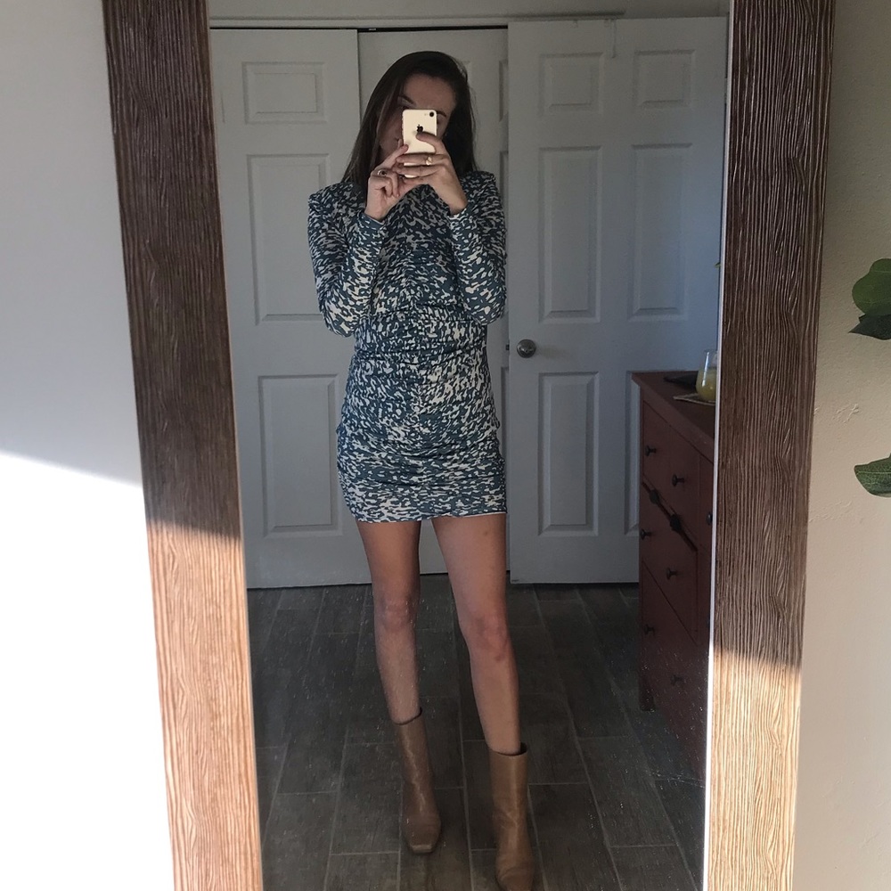 High Neck Pattered Minidress